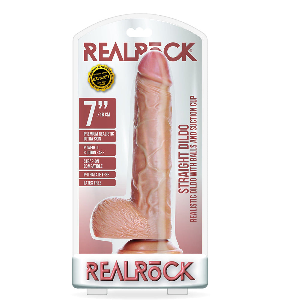 Straight Realistic Dildo With Balls And Suction Cup