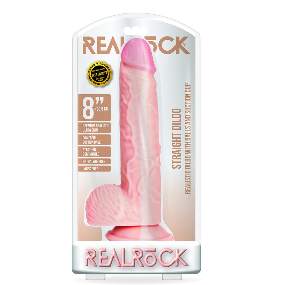 Straight Realistic Dildo With Balls And Suction Cup