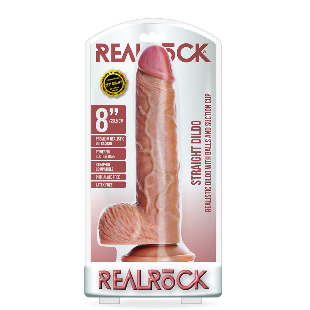 Straight Realistic Dildo With Balls And Suction Cup