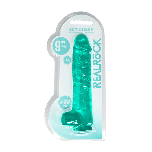 Realistic Dildo With Balls 9" Turquoise