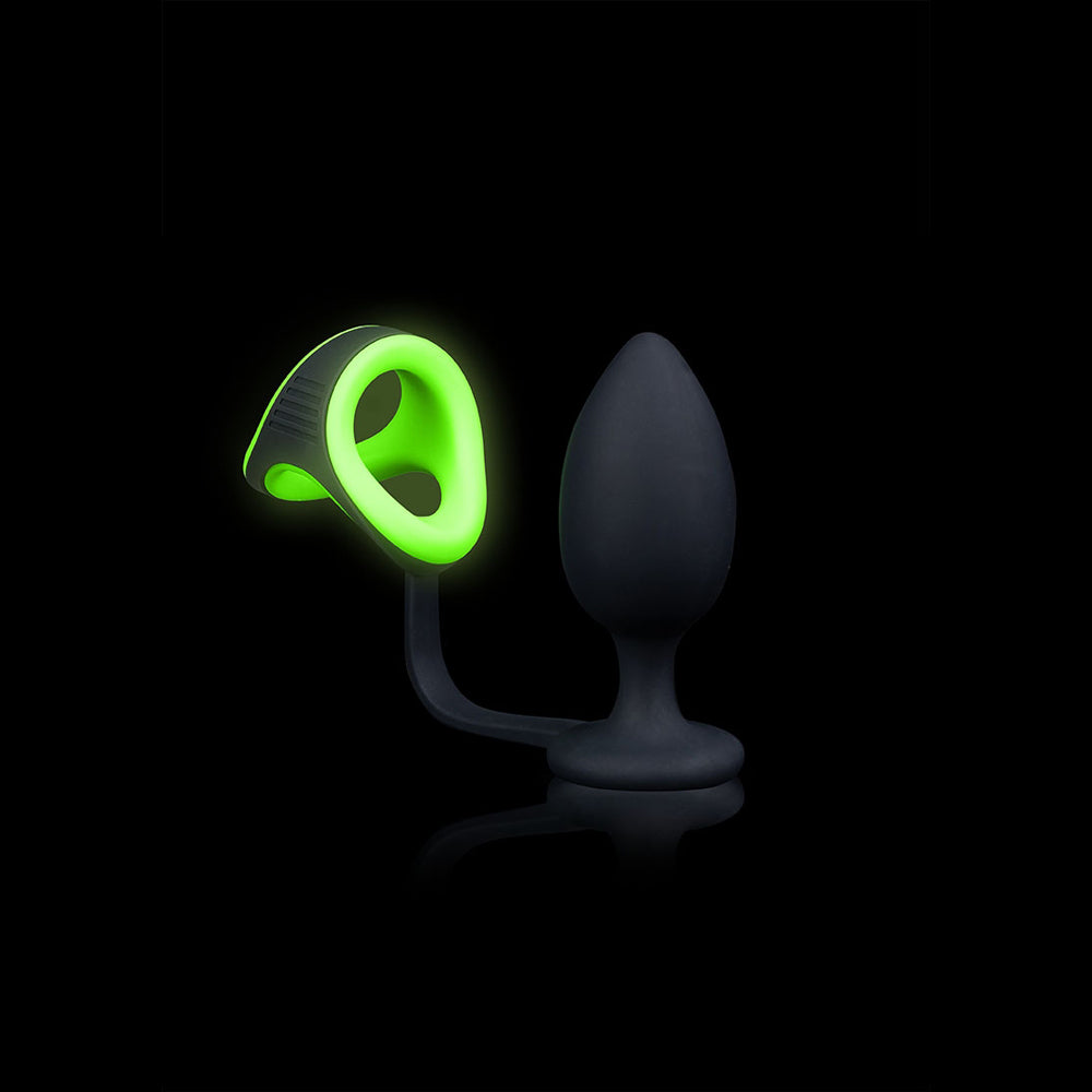 Ouch! Butt Plug With Cock Ring & Ball Strap Glow In The Dark