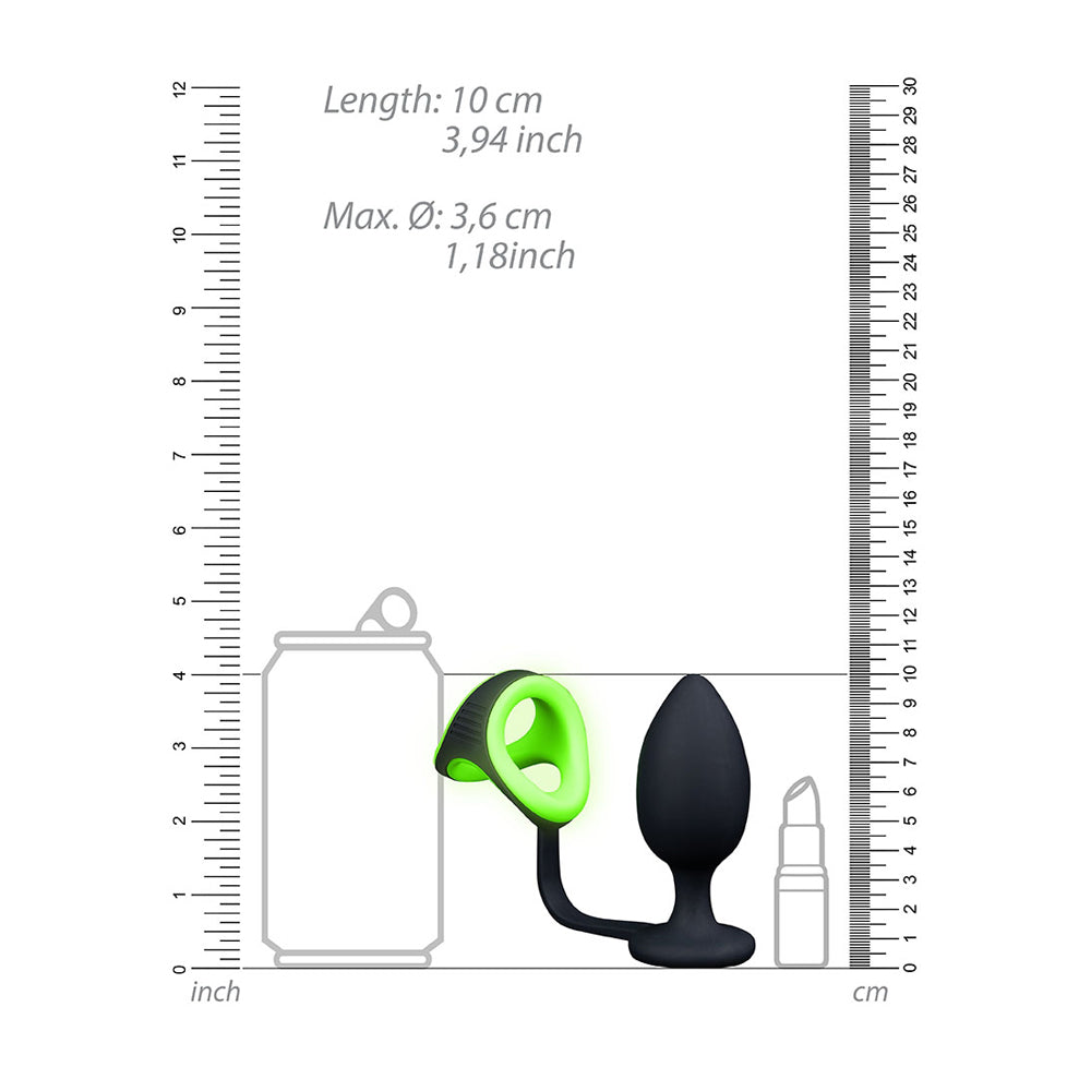 Ouch! Butt Plug With Cock Ring & Ball Strap Glow In The Dark