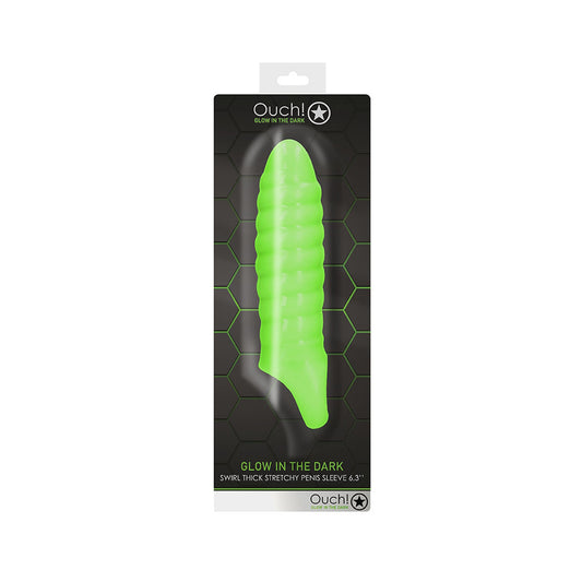 Ouch! Swirl Thick Stretchy Penis Sleeve Glow In The Dark