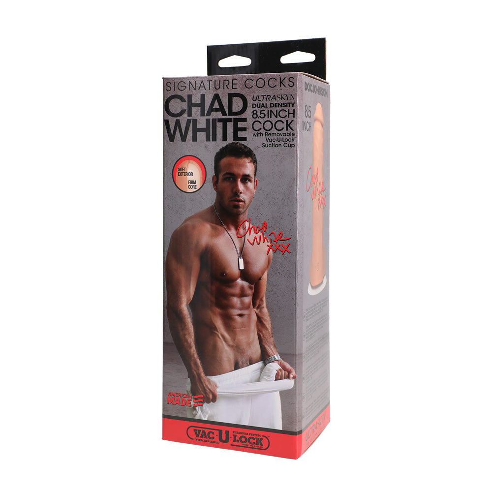 Signature Cocks Chad White 8.5" Ultraskyn Cock With Removable Vac-U-Lock Suction Cup