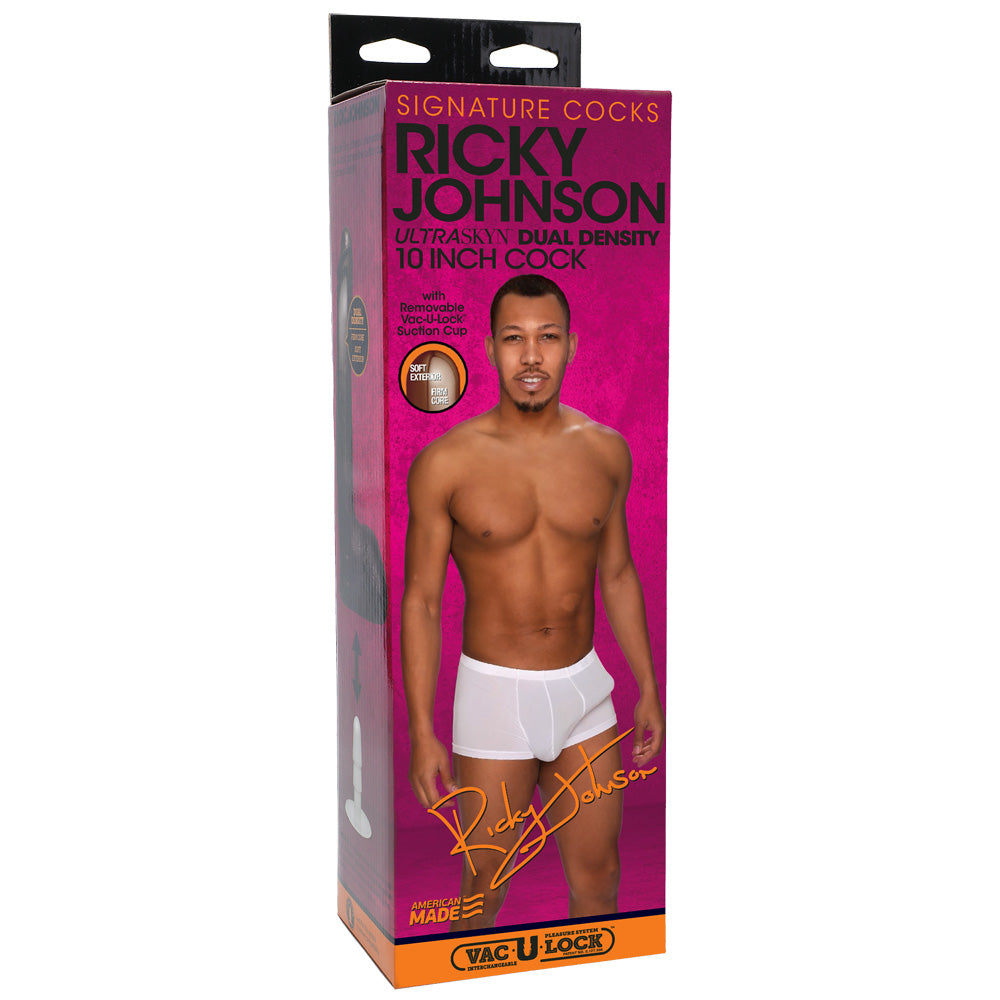 Signature Cocks Ricky Johnson 10" Ultraskyn Cock With Removable Vac-U-Lock Suction Cup Chocolate