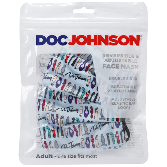 Dj Reversible & Adjustable Face Mask Blue Toy Pattern W/Black Ear Loops