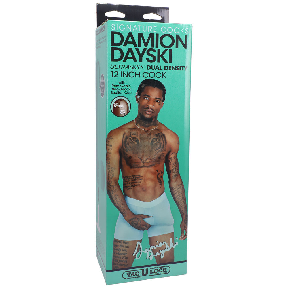 Signature Cocks Damion Dayski 12" Ultraskyn Cock With Removable Vac-U-Lock Suction Cup Chocolate