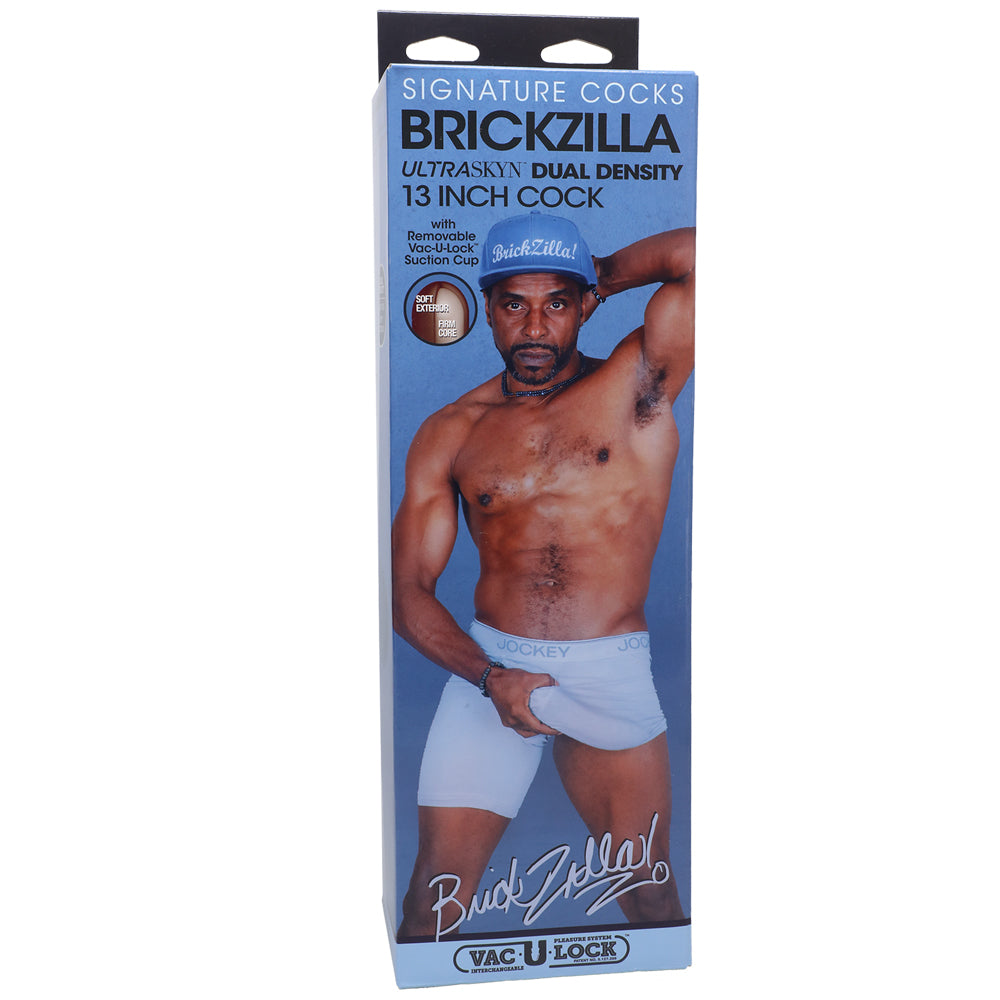 Signature Cocks Brickzilla 13" Ultraskyn Cock With Removable Vac-U-Lock Suction Cup Chocolate
