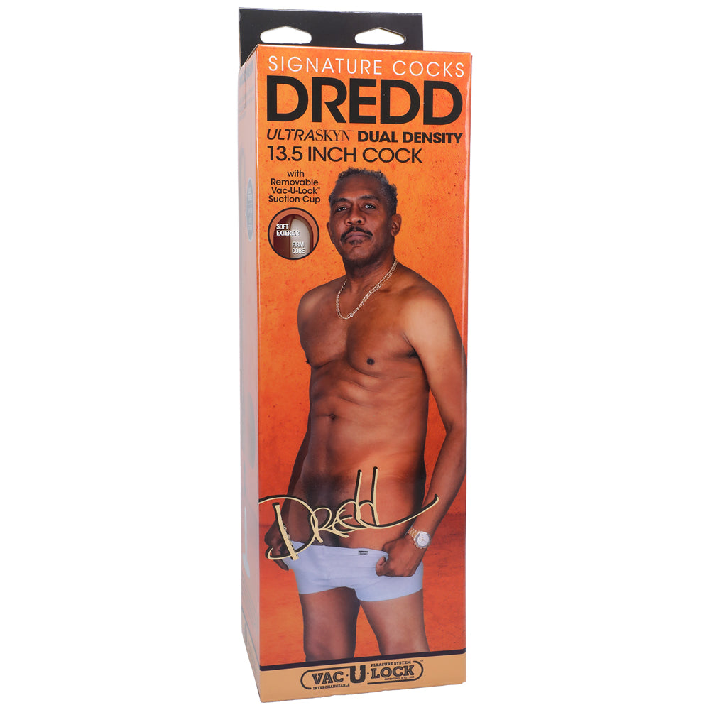 Signature Cocks Dredd 13.5" Ultraskyn Cock With Removable Vac-U-Lock Suction Cup Chocolate