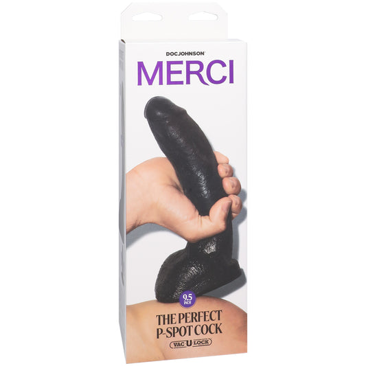 Merci The Perfect P-Spot Cock 9.5" With Removable Vac-U-Lock Suction Cup Ultraskyn Black