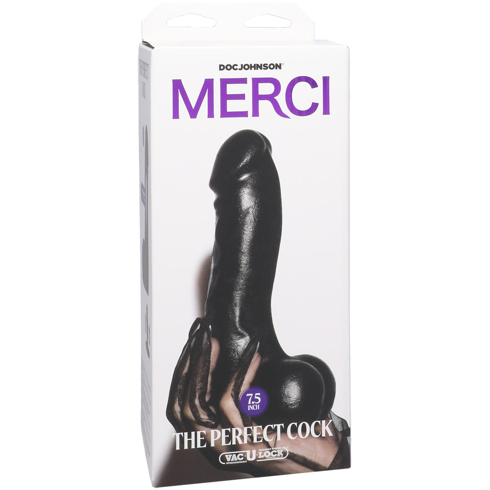 Merci The Perfect Cock 7.5" With Removable Vac-U-Lock Suction Cup Ultraskyn Black