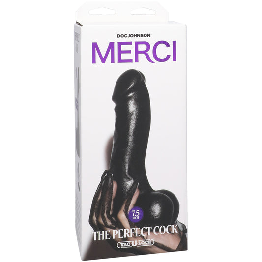 Merci The Perfect Cock 7.5" With Removable Vac-U-Lock Suction Cup Ultraskyn Black