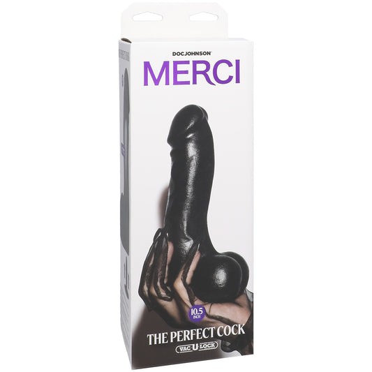 Merci The Perfect Cock 10.5" With Removable Vac-U-Lock Suction Cup Ultraskyn Black