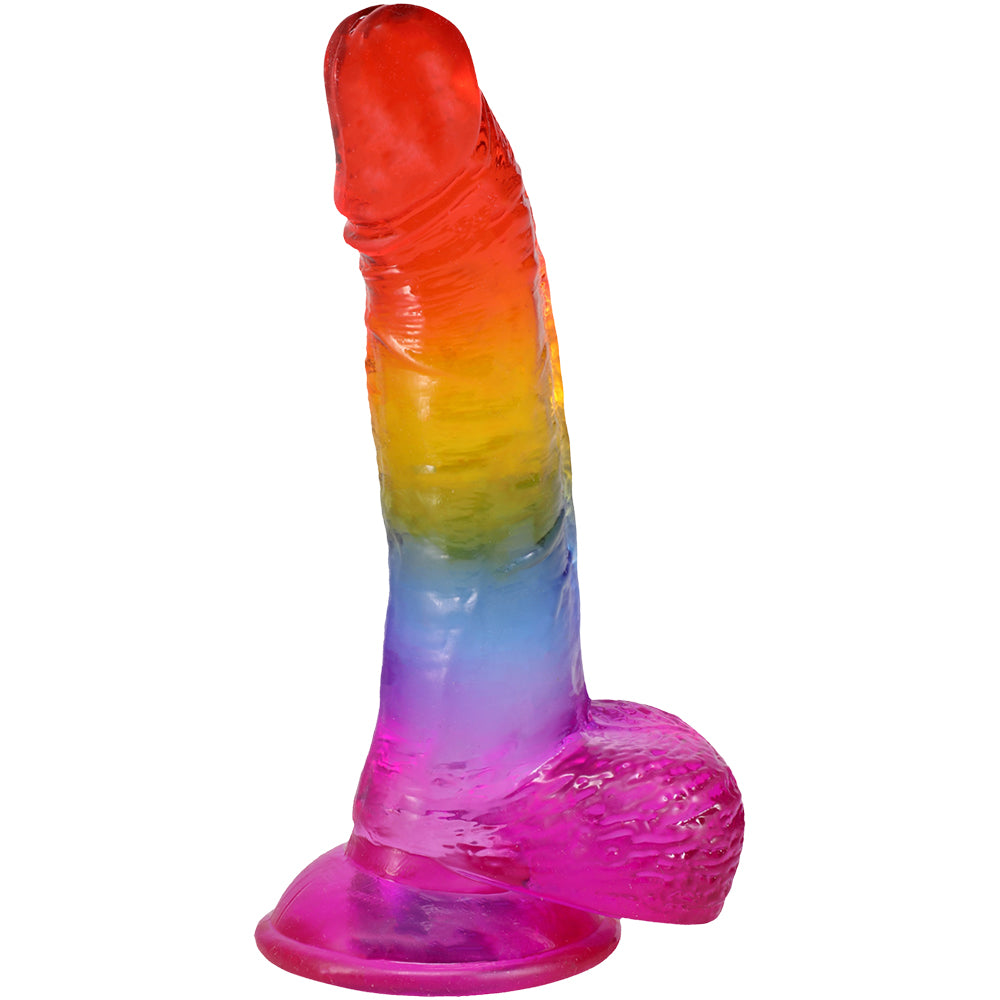 Crystal Jellies 8.5 Inch Realistic Cock With Balls Rainbow