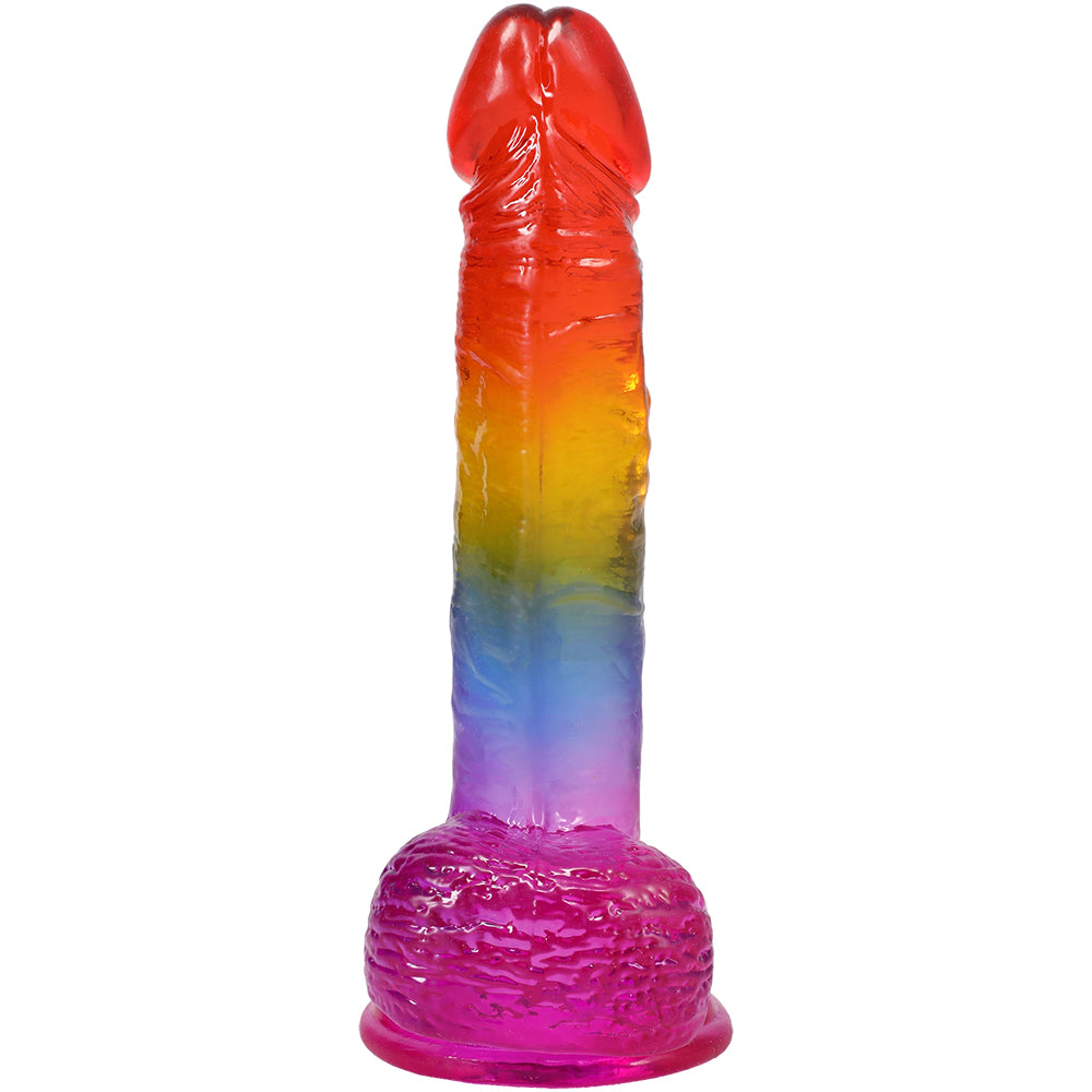 Crystal Jellies 8.5 Inch Realistic Cock With Balls Rainbow