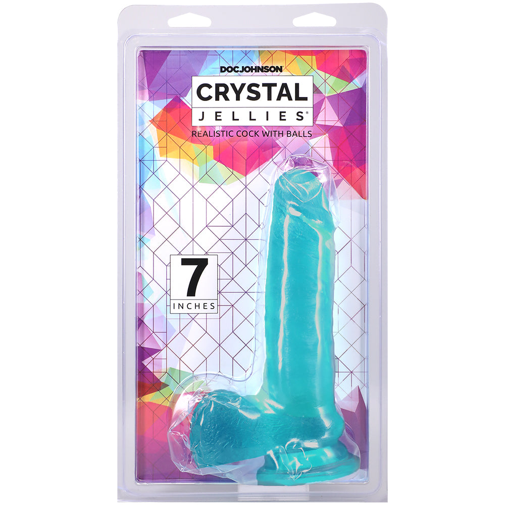 Crystal Jellies 7 Inch Realistic Cock With Balls Teal