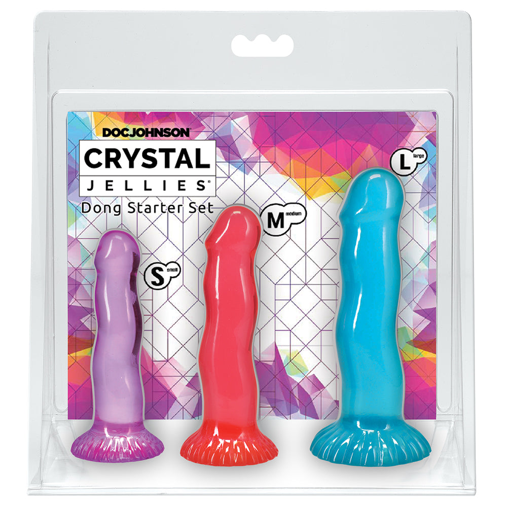 Crystal Jellies Dong Starter 3 Piece Set Purple, Pink, Teal