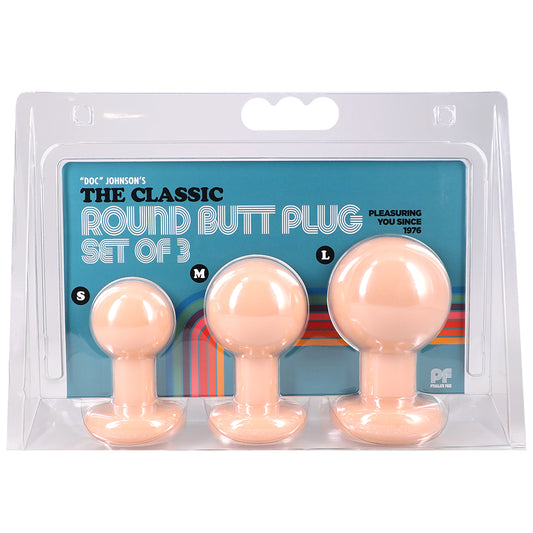 The Classic Round Butt Plug 3 Piece Set Cream