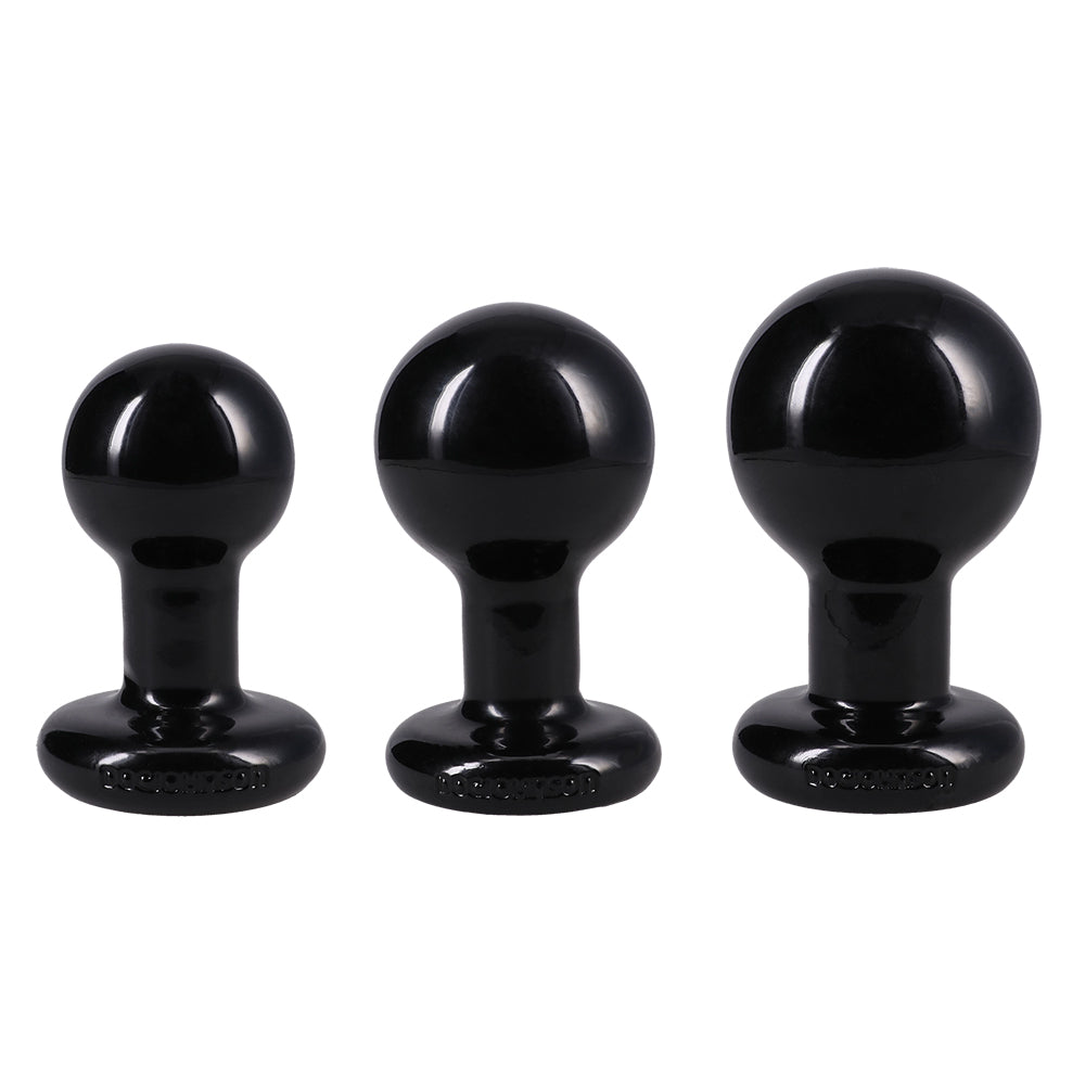 The Classic Round Butt Plug 3 Piece Set Black