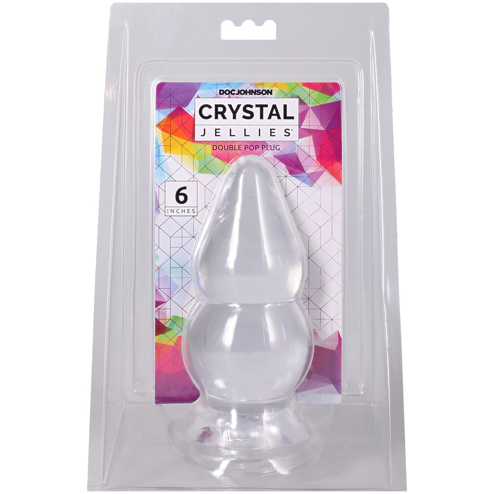 Crystal Jellies Double Pop Plug 6 Inch Clear