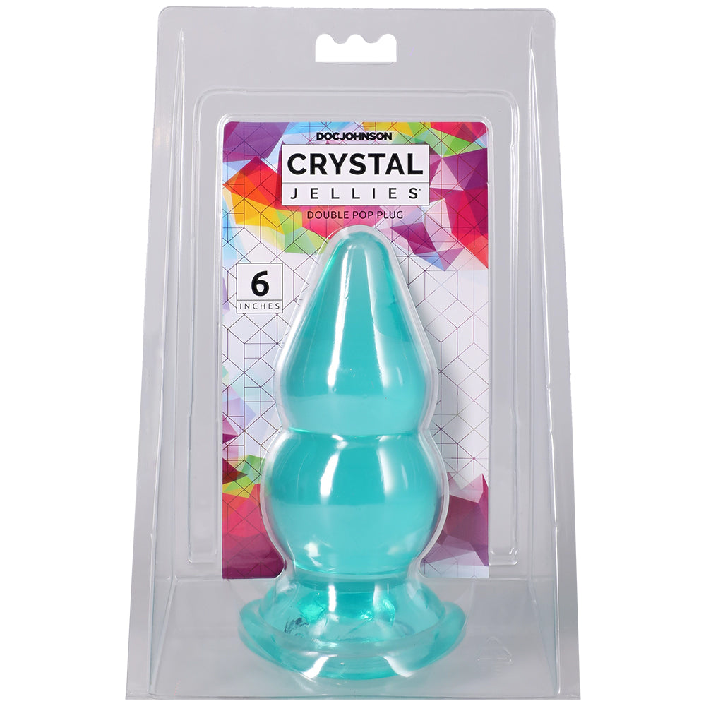 Crystal Jellies Double Pop Plug 6 Inch Teal