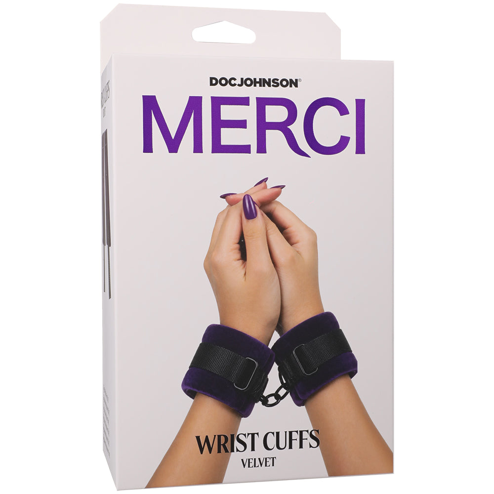 Merci Velvet Wrist Cuffs Violet/Black