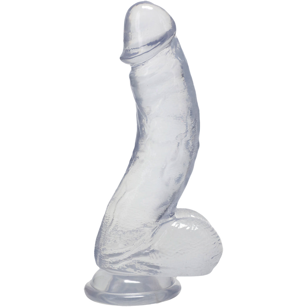 Crystal Jellies Curved Realistic Cock With Balls 7 Inch Clear
