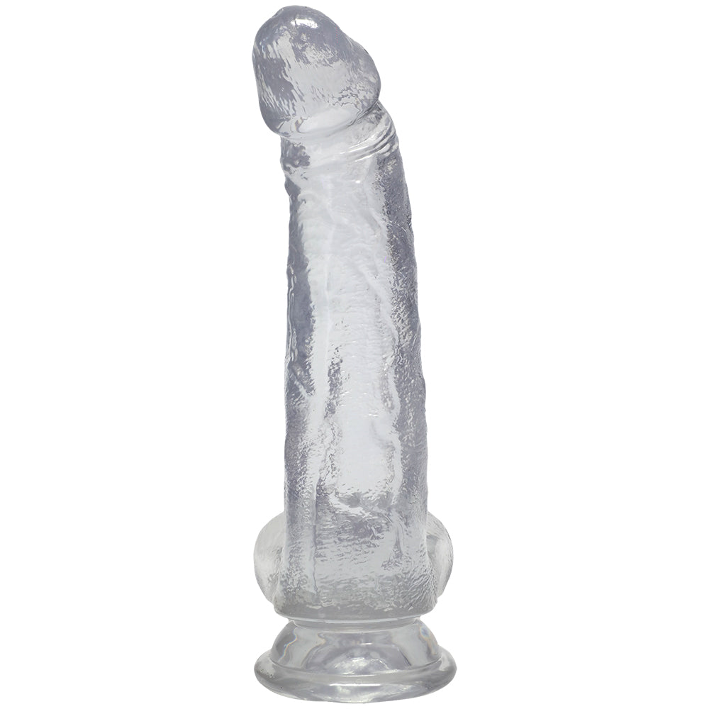 Crystal Jellies Curved Realistic Cock With Balls 8 Inch Clear