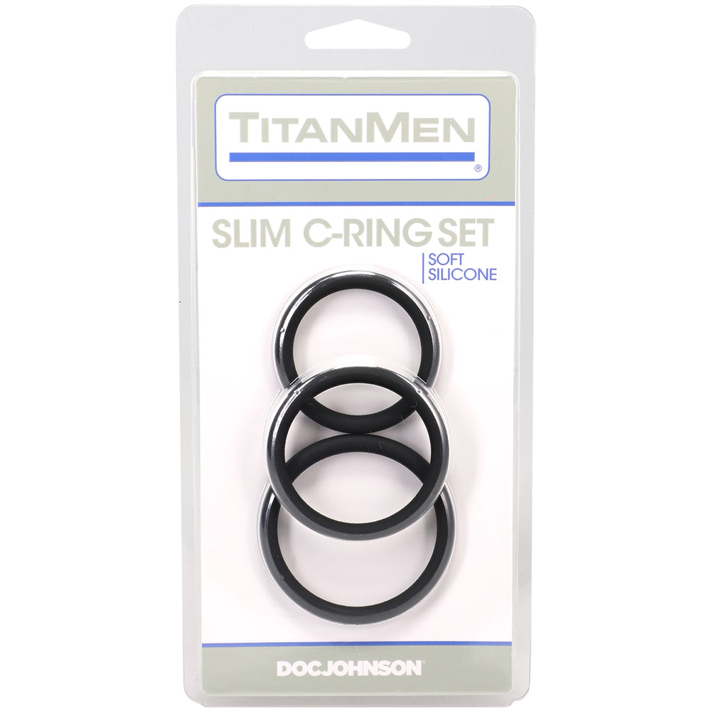 Titanmen Slim C-Ring 3pc Silicone Set Black