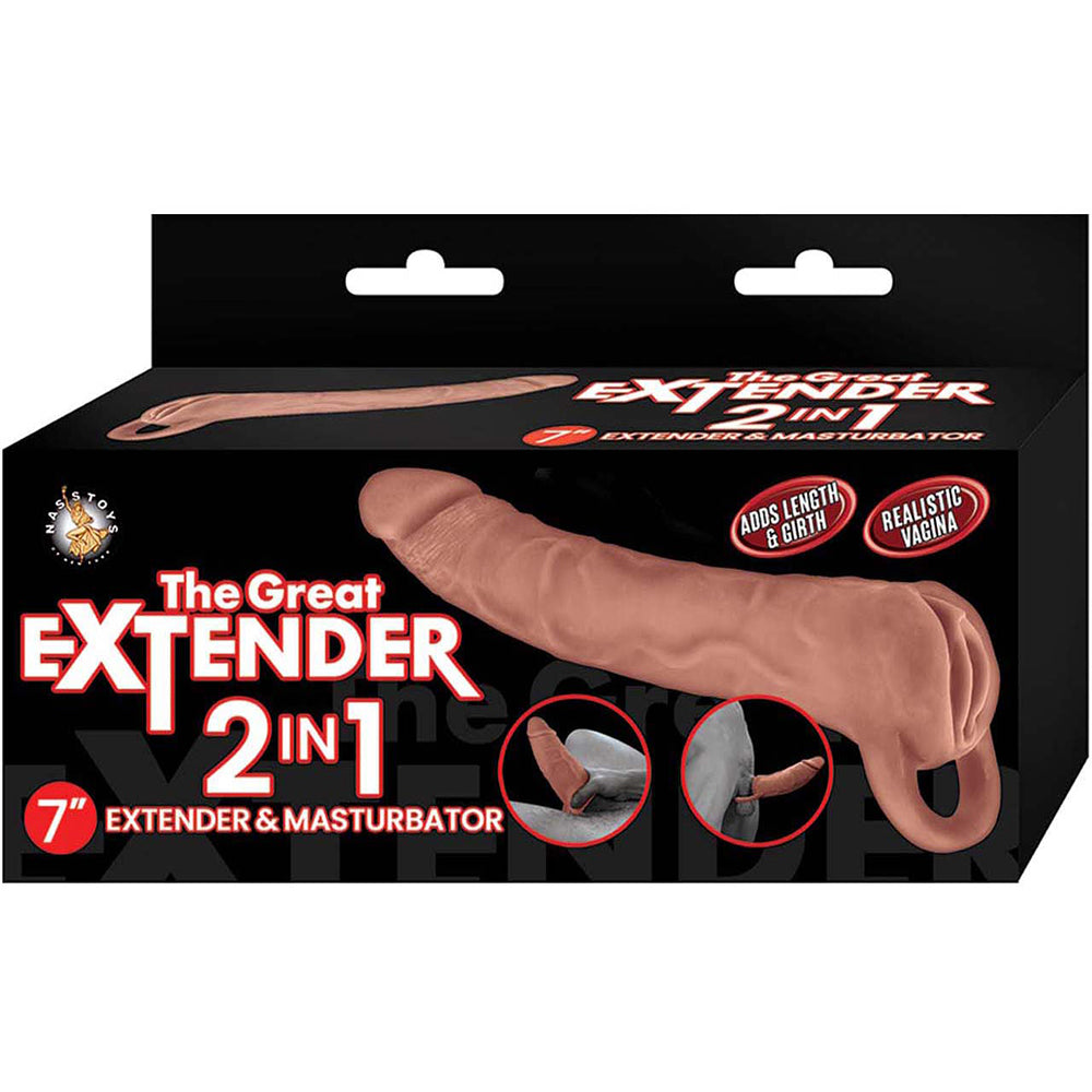 The Great Extender 2-In-1 7" Extender & Masturbator Brown