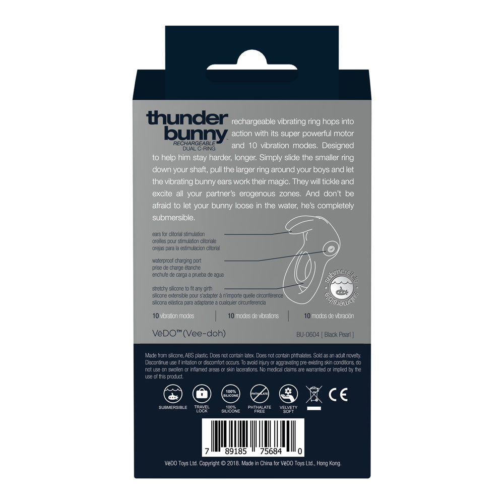 Thunder Bunny Rechargeable Dual Ring Black Pearl