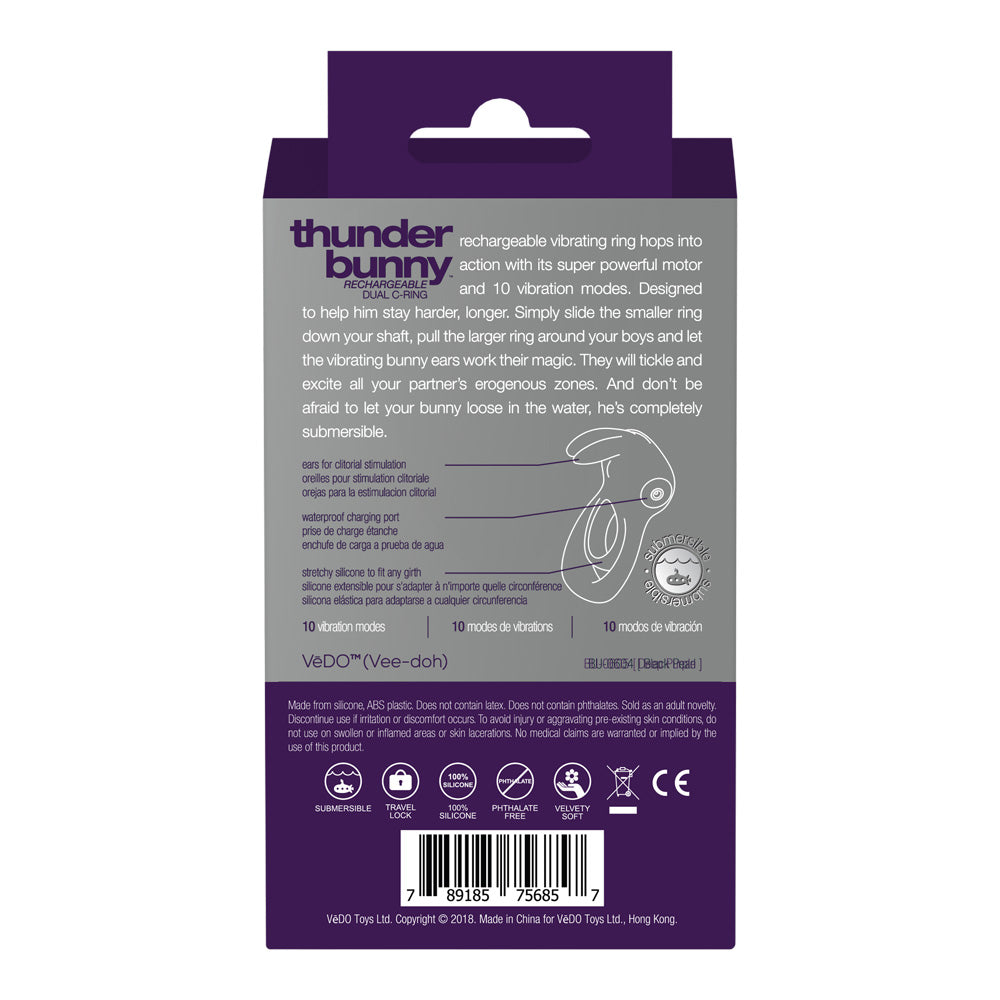 Thunder Bunny Rechargeable Dual Ring Deep Purple