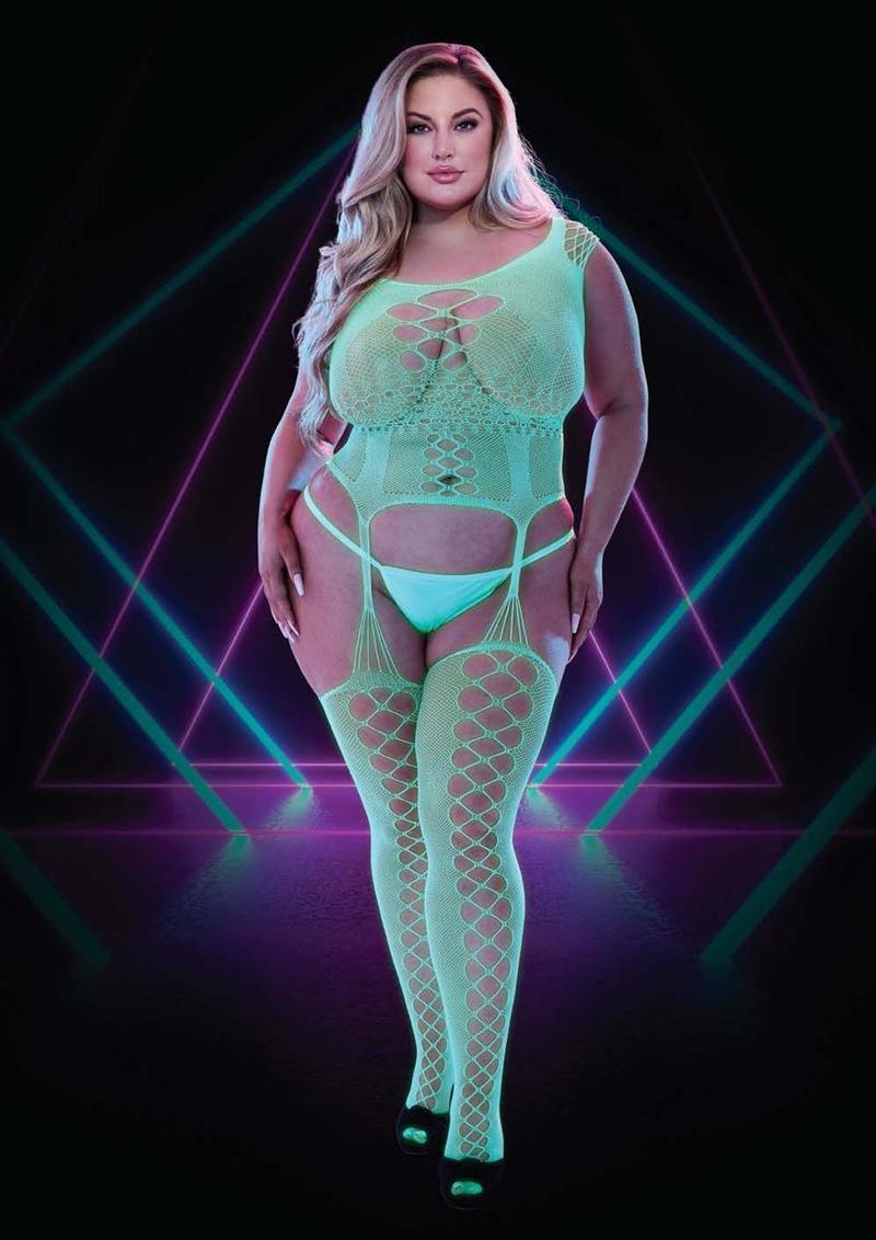 GLOW IN THE DARK BODYSTOCKING -PLUS SIZE