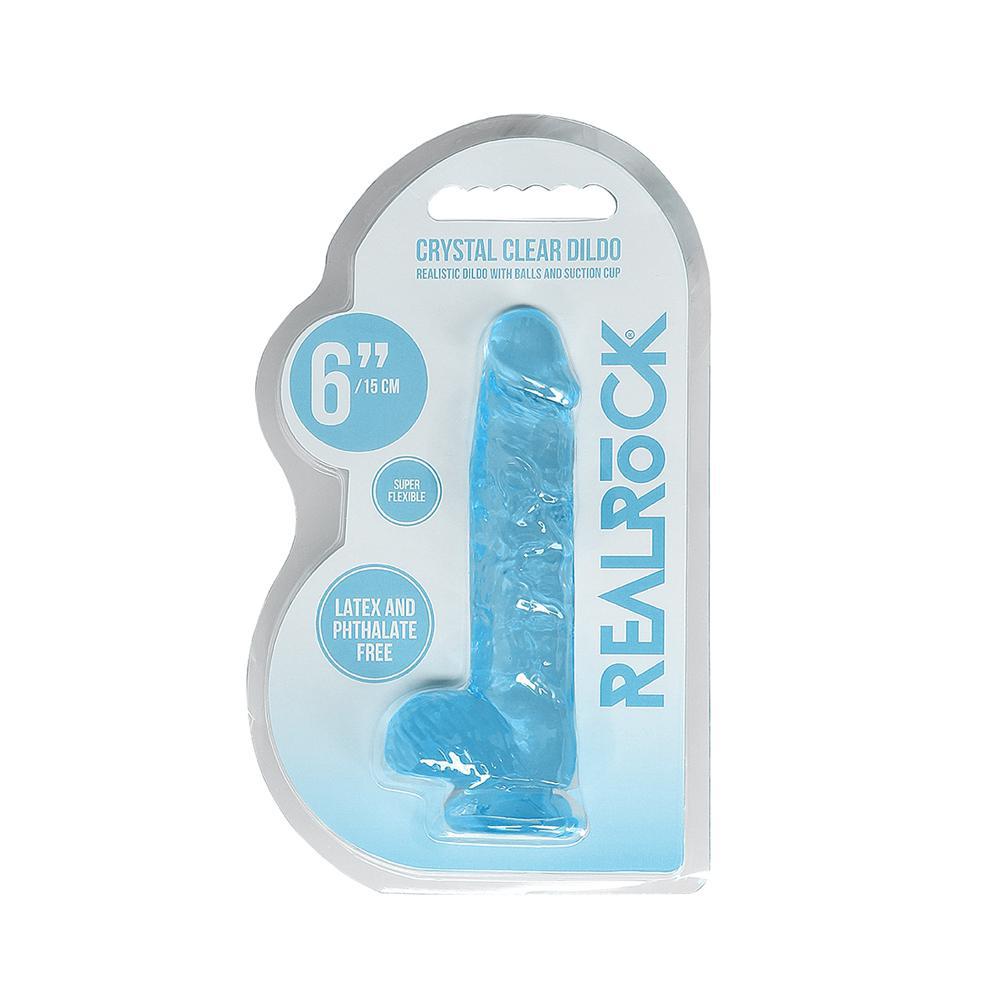 Realistic Dildo With Balls 6" Blue