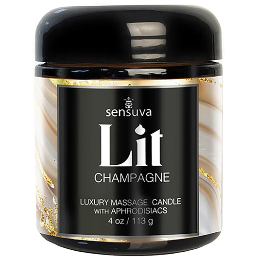 Lit Champagne Luxury Massage Candle 4 oz.