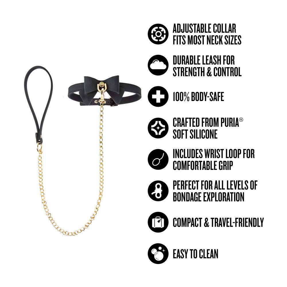 Temptasia Ardor Collar & Leash Black With Bow