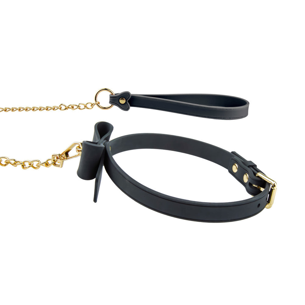 Temptasia Ardor Collar & Leash Black With Bow