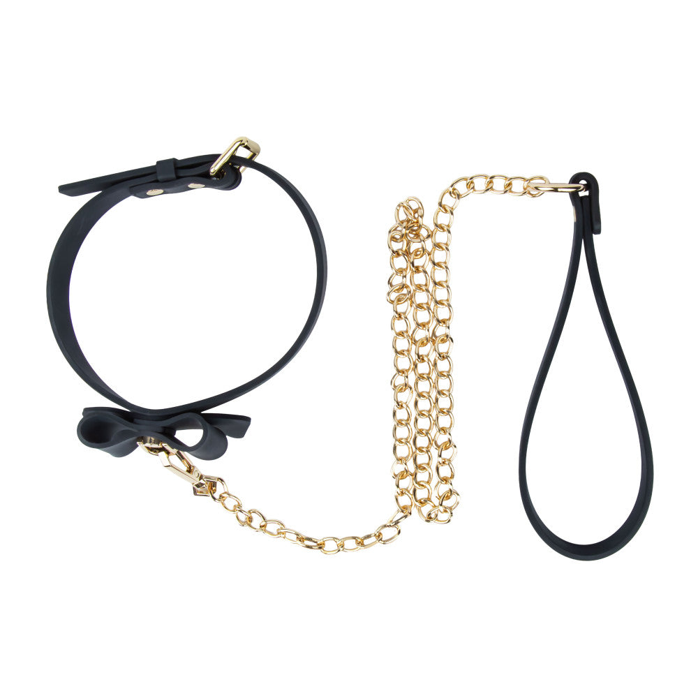 Temptasia Ardor Collar & Leash Black With Bow