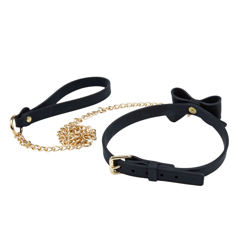 Temptasia Ardor Collar & Leash Black With Bow