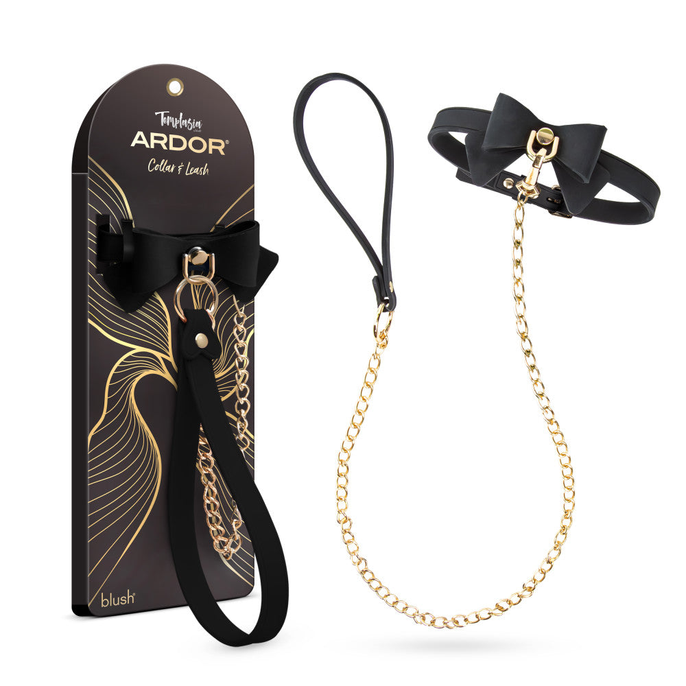 Temptasia Ardor Collar & Leash Black With Bow