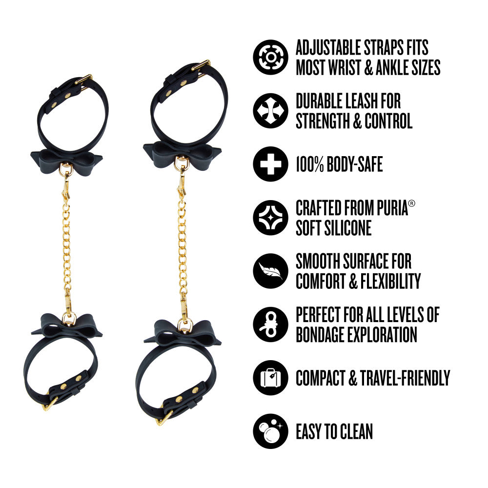 Temptasia Ardor Wrist & Ankle Restraints Black With Bow