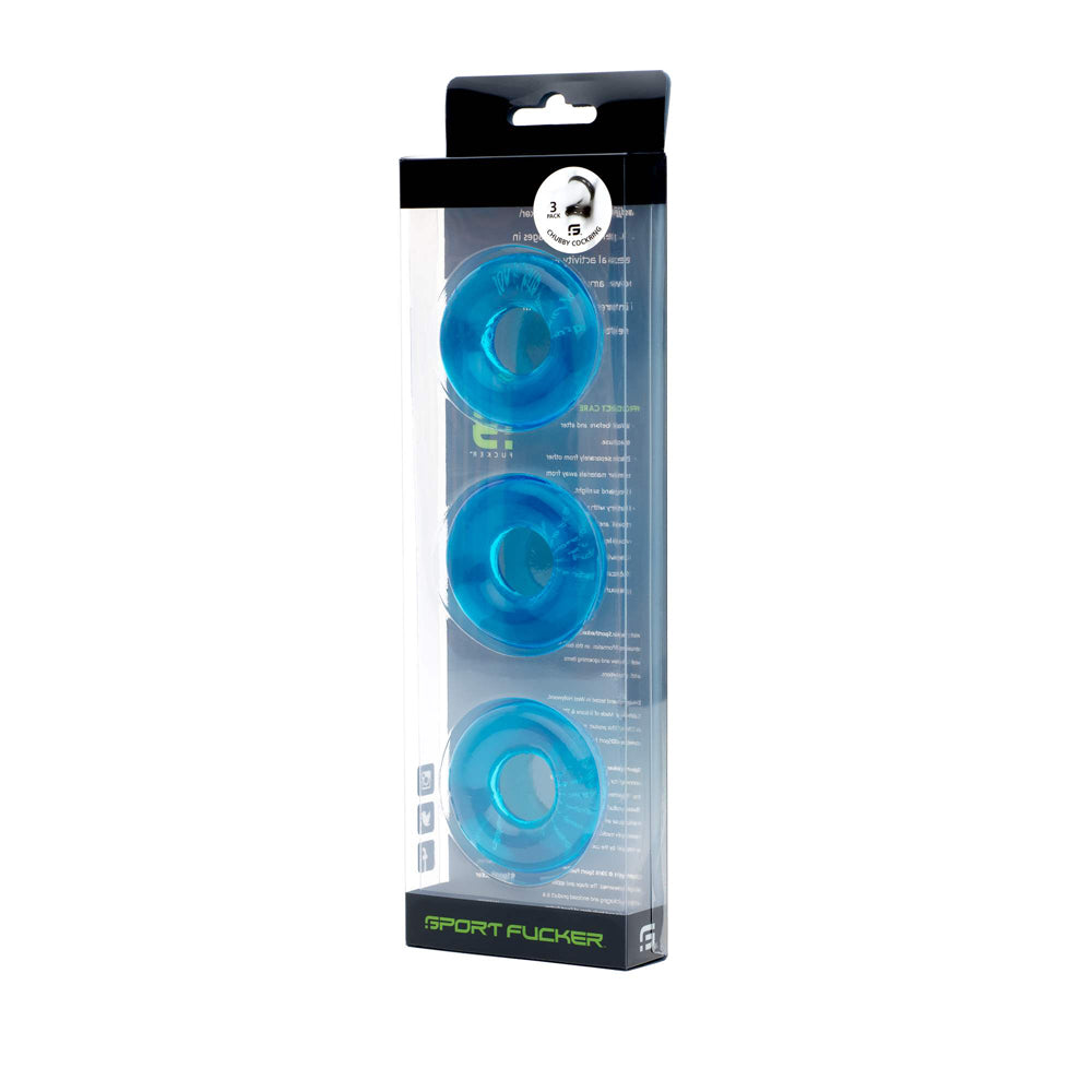 Sport Fucker Sf Rubber Cockring 3 Pack Ice Blue