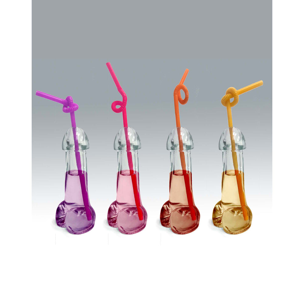 Glitterati Penis 6 oz. Drinking Glass 4 Pack
