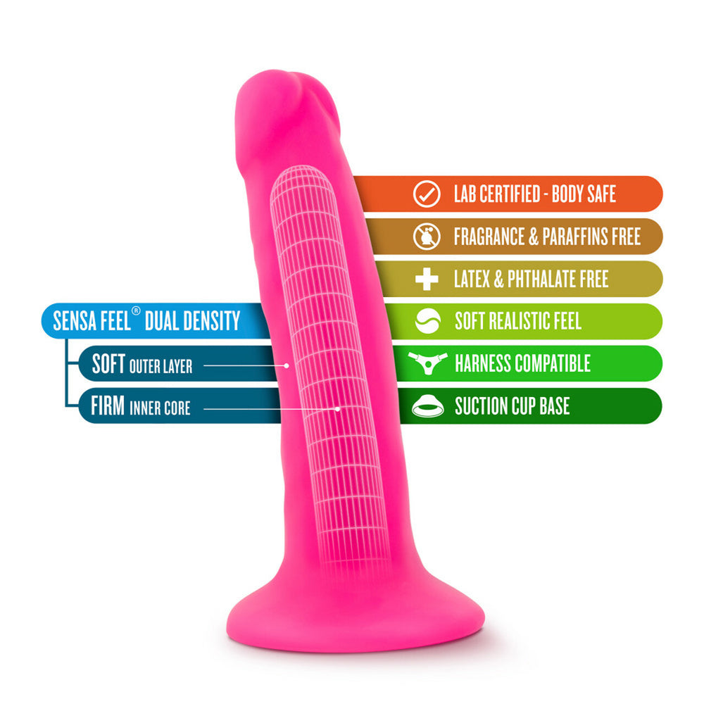 Neo 6" Dual Density Cock Neon Pink