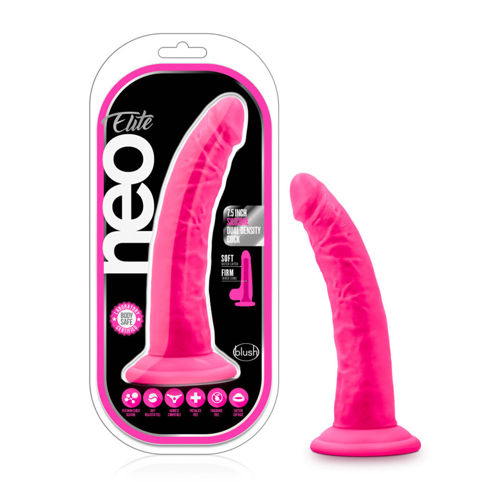 Neo Elite 7.5" Silicone Dual Density Cock Neon