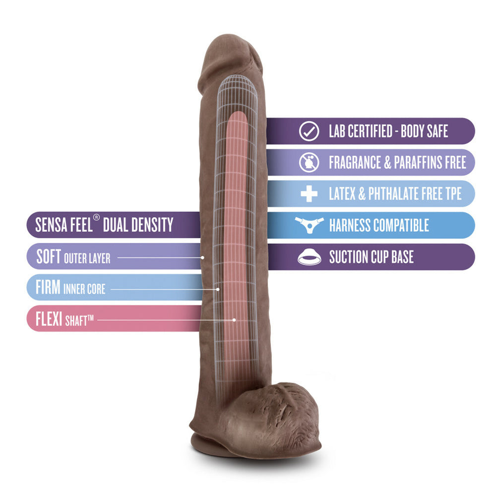 Au Naturel Daddy 14" Sensa Feel Dual Density Dildo Chocolate