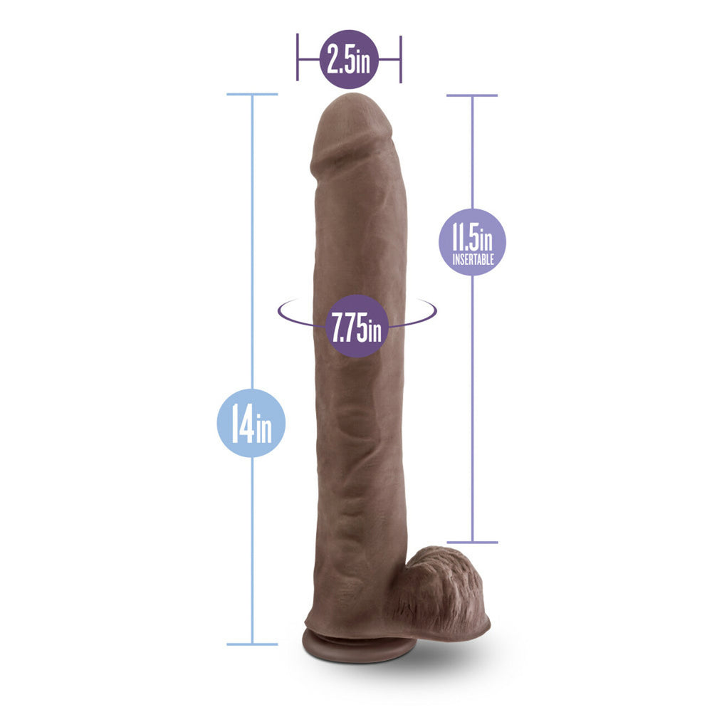 Au Naturel Daddy 14" Sensa Feel Dual Density Dildo Chocolate