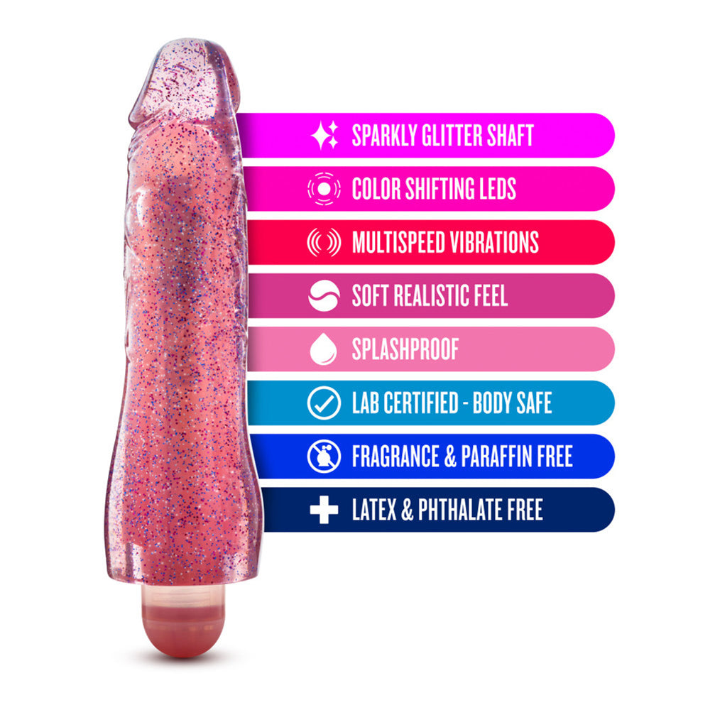 Glow Dicks Molly Glitter Vibrator Pink