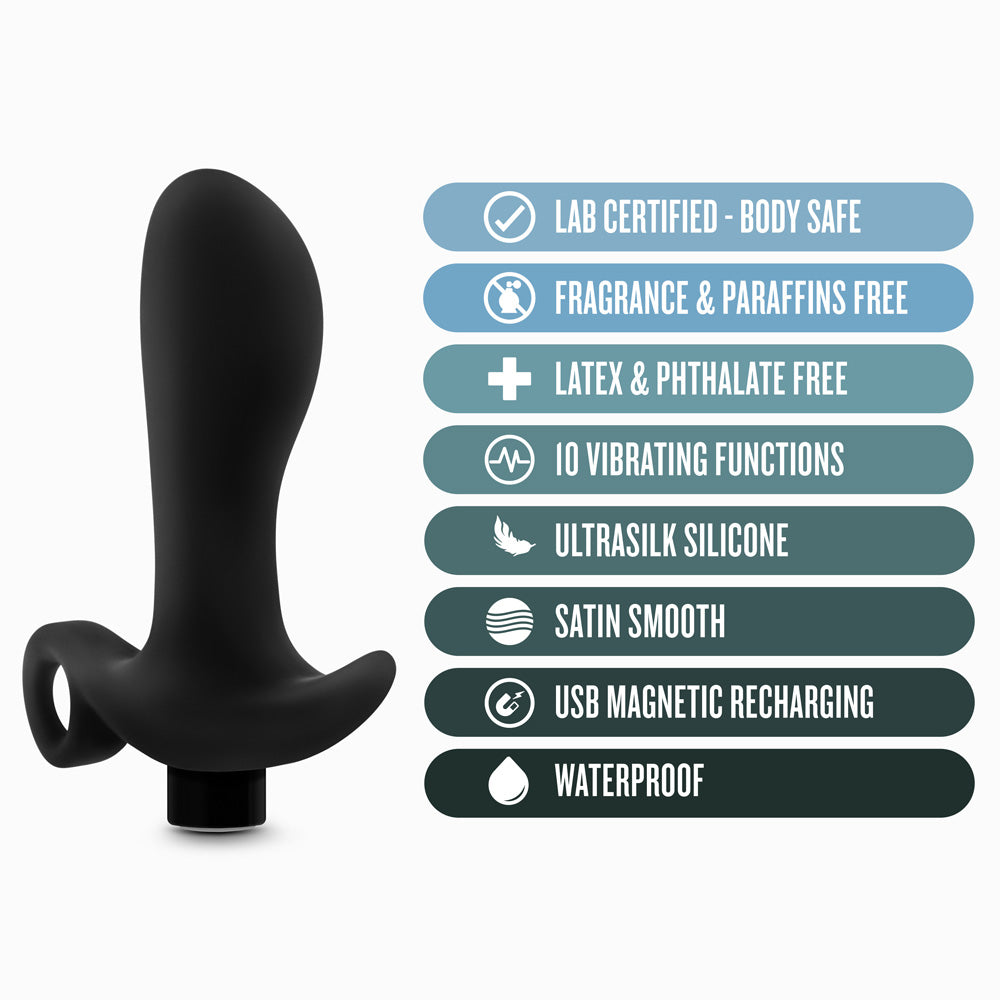 Anal Adventures Platinum Silicone Vibrating Prostate Massager 01 Black