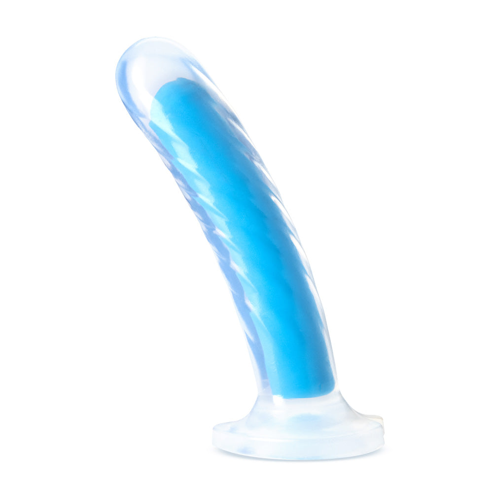 Neo Elite Glow In The Dark Tao 7" Silicone Dual Density Dildo Neon Blue